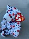 Ty Beanie Babies White The Bear 10th Anniversary Patriotic Star Plush 2003