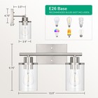 Brushed Nickel Wall Sconce 2 Light Clear Glass Vanity Light For Bathroom