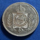 1863 Brazil 2000 Reis Silver Km  466 Pedro Ii  917 Crown Xf Details Rim Damage