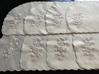 Vintage Hand Embroidered Placemats Ivory Roses Set 8