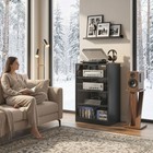 5-tier Media Stand Cabinet W 3-level Adjustable Shelves   Tempered Glass