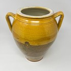 Vintage French Country Confit Jar Yellow Ochre Green Glaze Terra Cotta Pot
