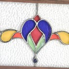 Vintage Stained Glass Window Panel Tulip Art Nouveau Style 9x11 Wood Frame