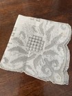 Lovely Vintage Embroidered Linen Wedding Handkerchief Beautiful Fancy Water Lily