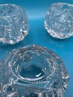 Tiffany   Co  Rock Cut Crystal Votive Candle Holders 3  Signed
