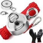 2000 Lbs Strong Fishing Magnet Kit Double-sided Pull Force And Rope Carabiner