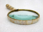 Brass Magnifying Glass 3  Lens Vintage Mother Of Pearl Handle Reading Book Gift