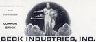 Beck Industries  Inc  Stock Certificate 100 Shares