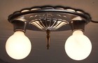 Antique Art Deco Light Vtg Ceiling Flush Cast Silver Victorian Restored Usa  f71