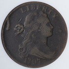 1797 Draped Bust Large Cent S-131 Big Die Crack Anacs F12 Soap Box Holder Ayfmx