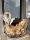 Gorgeous Rare Pair 19th Century Antique French Cast Iron Planters Of Swans
