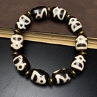 Rare Tibetan Buddhism Agate Wealth God Totem Dzi Beads Amulet Bracelet G059
