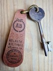 Vtg Authentic Atlanta Biltmore Hotel Room Skeleton Key   Matching Leather Fob