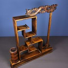 Chinese Antique Rosewood Carved Dragon Statue Pen Rack Curioshelves Home Decor