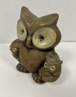 Vintage Ceramic Mcm Mother Owl With Babies Figurine 4  Brown 70s Home Decor