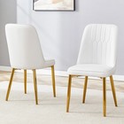 2 Modern Dining Chairs  Sleek Pu  Gold Legs  Kitchen office Comfort