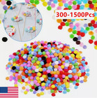 300-1500pcs Mini Pom Poms 10mm Multi Coloured Small Pompoms For Diy Crafts Us