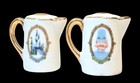 Vintage Disneyland Porcelain Salt   Pepper Shaker Set Gold Accents Castle   Char