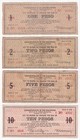 1942 Us Philippines 1  2  5   10 Pesos Negros Occidental Ww2 Emergency Notes