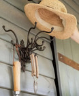Garden Tool Vintage Victorian Cast Iron Swing Arm Wall Coat Hat 15-hooks Hanger
