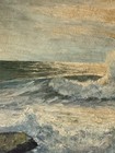 Claude Montier Antique French Seascape Oil Painting Old Vintage Ocean Landscape