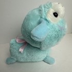 Kaomoji Alpaca Hood Amuse Plush 6  Stuffed Toy Doll Japan Light Blue Pink Bow