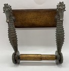 Rare Maitland Smith Brass Seahorse Nautical Beach Toilet Paper Holder Heavy