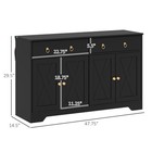 Kitchen Storage Sideboard  Buffet Cabinet With Barn Doors  Black
