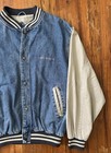 Vintage Dallas Morning News Denim Bomber Jacket Size M Embroidered 90s Varsity