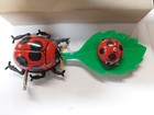 Vintage  Yone Very Rare  Japan Wind Up Strolling Ladybug With Baby  2228  Workin