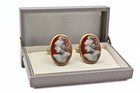 Vintage Style Gold Plated Mercury Cameo Cufflinks - Roman Mythology