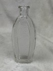Vtg Clear Textured Glass Bottle Bud Vase     Small Apothecary Flask Flat Style