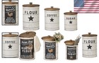Farmhouse Metal Canisters Set Of 3 Food Storage Containers Kitchen Decor