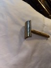 Vintage  Gillette Double Edge Safety Razor Gold Tone W Bulb End  Made In Usa