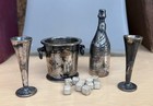 Tiffany   Co Sterling Silver Italy Mini Champagne Set Bottle Bucket Flutes