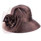 Womens Satin Crin Feather Veil Flower Kentucky Derby Racing Party Dress Hat A433