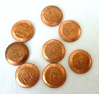 Lot Of 8 Masonic  Fraternal Order Of Freemasons Square   Compass Stamped Pennies