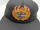 Vintage 80s Harley Davidson Flame Logo Snapback Mesh Trucker Hat Youth Size Usa