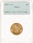 1907-d  5 Pcgs Ms61 Rattler Ogh Gold Liberty Half Eagle