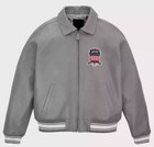 Mens Avirex Gray Real Bomber American Flight Jacket Leather Jacket Fast Shipping