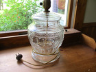 1930 s Depression Era Art Deco Clear Glass Draped Design Table Lamp