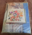 1973 Paragon Floral Woodland Crewel Embroidery Tote Bag Kit 0743 Mushrooms Rare