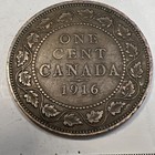 1916 Canada Large One Cent Coin   Canadian Penny   King George V