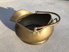 Vtg Antique Hand Hammered Brass Coal Scuttle Bucket  17    Tall Patina 
