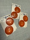 Vintage Orange Buttons Twin Fair Moderne Cards Bakelite Era Large 6pc Nos
