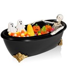 Skull Candy Dish Halloween Bathtub Bowl Resin Gothic Decor Black Skeleton Snack