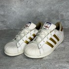 Adidas Superstar White Gold Leather Athletic Shoes Sneakers  Size 3y