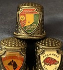 Lot Of 6 Vintage State Souvenir Thimbles Pewter Enamel Nc Mo In Ar Ky Ga Travel