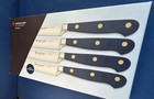Wusthof Set Of 4 Classic Steak Knives Blue Handle  325 Value 12cm Or 4 5 Inch  