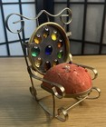 Vintage Rocking Chair Pin Cushion Red Velvet Metal Pretty 